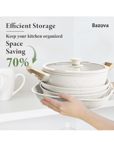Juego de 19 Piezas Bazova Ollas y Sartenes Antiadherente