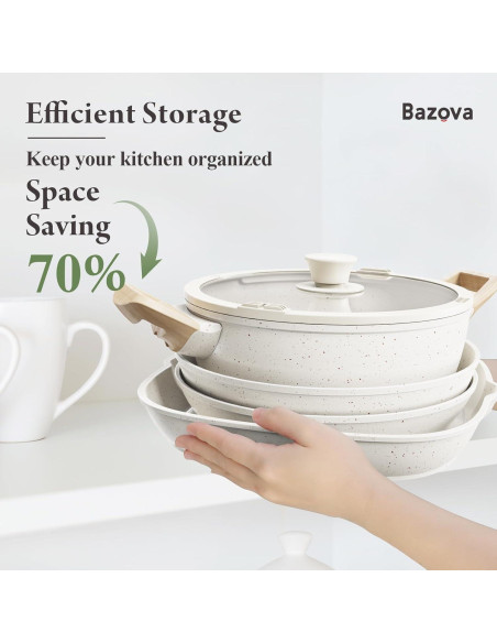 Juego de 19 Piezas Bazova Ollas y Sartenes Antiadherente