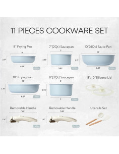 Juego de Ollas y Sartenes CAROTE 11 Piezas Antiadherente Azul 2