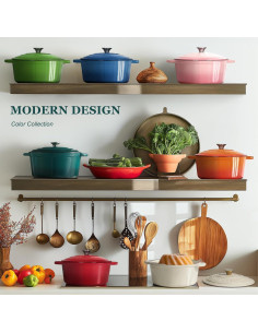 Olla de Hierro Fundido Overmont 5.5QT Verde Botella 2