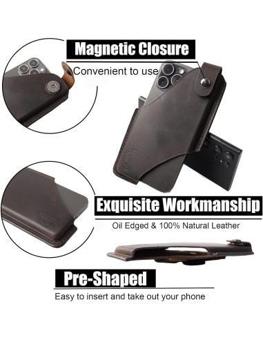 Funda de cuero Topstache para teléfono móvil marrón grande