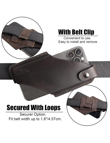 Funda de cuero Topstache para teléfono móvil marrón grande