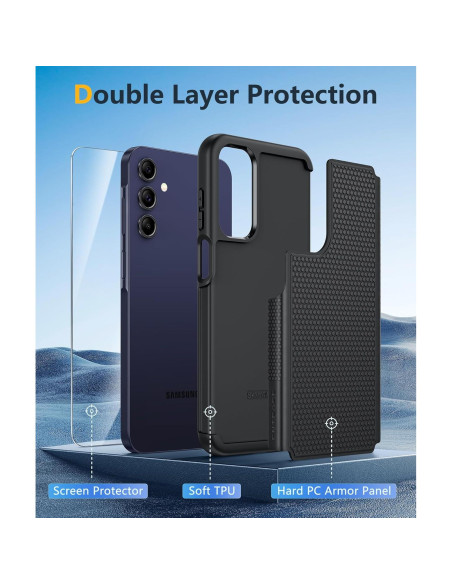 Funda FNTCASE para Samsung Galaxy A15 5G - Doble Capa Negra Funda FNTCASE para Samsung Galaxy A15 5G - Doble Capa Negra