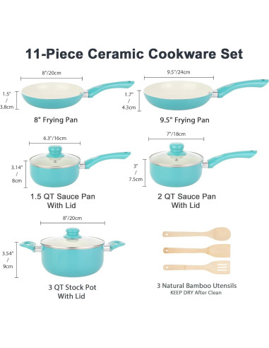 Juego de Ollas y Sartenes M MELENTA 11 Piezas Antiadherente