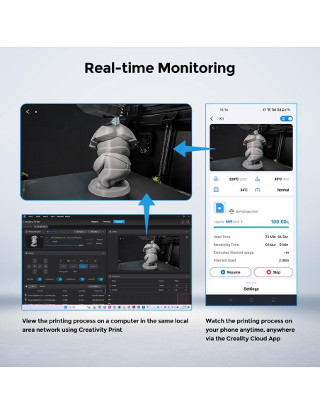 Cámara AI Creality K1 - HD, Detección AI, Time-Lapse