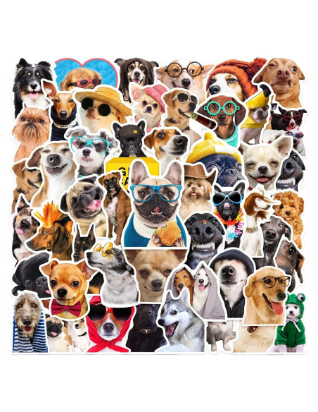 50 Pegatinas Divertidas de Perro Aigemumy Impermeables