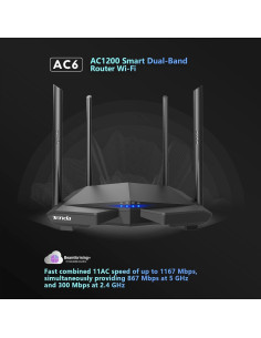 Router WiFi Tenda AC1200 Doble Banda 4 Antenas 100 Mbps 2