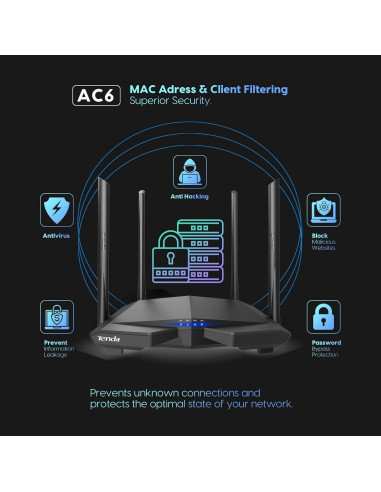Router WiFi Tenda AC1200 Doble Banda 4 Antenas 100 Mbps