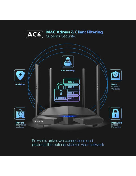 Router WiFi Tenda AC1200 Doble Banda 4 Antenas 100 Mbps