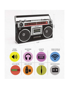 Riptunes Boombox Retro RACR-510BT Bluetooth y Cassette 2