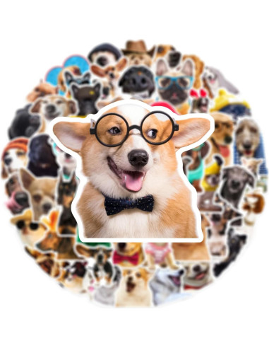 50 Pegatinas Divertidas de Perro Aigemumy Impermeables