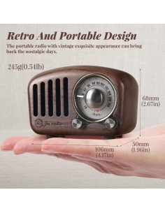 Altavoz Retro Bluetooth PRUNUS J-919 Madera Nogal FM AUX 2