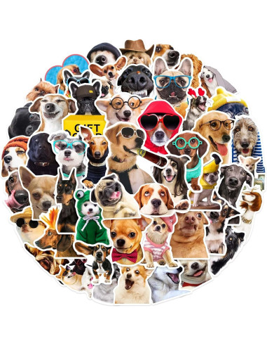 50 Pegatinas Divertidas de Perro Aigemumy Impermeables
