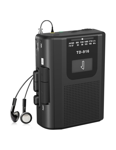 Reproductor de Cinta FIOLEES Portátil AM/FM con Micrófono