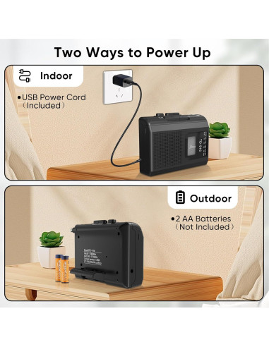 Reproductor de Cinta FIOLEES Portátil AM/FM con Micrófono