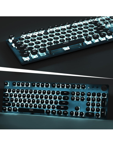 Teclado Mecánico Retro LexonElec 104 Teclas Azul LED