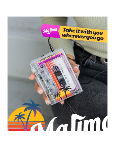 Reproductor de Casete Retro Majima SunsetWave Transparente