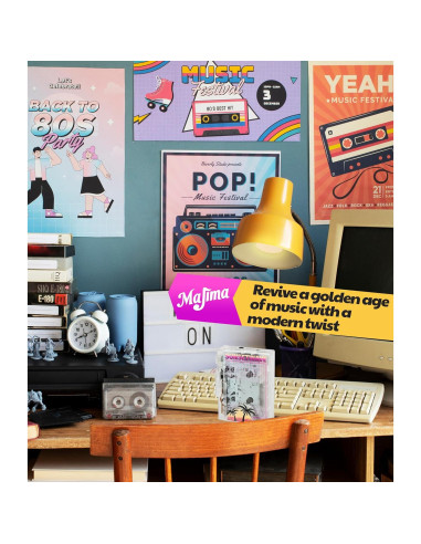 Reproductor de Casete Retro Majima SunsetWave Transparente