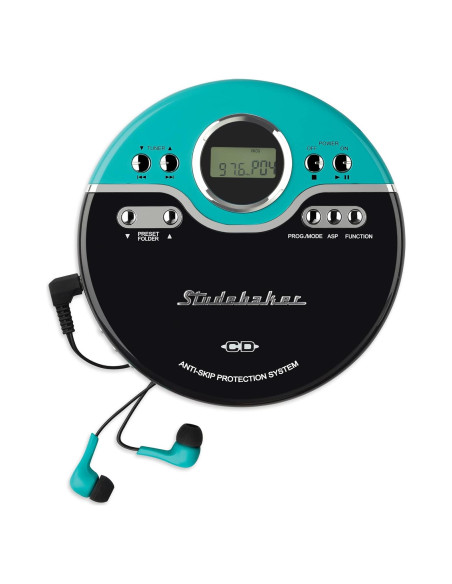 Reproductor de CD Portátil Studebaker SB3704 Turquesa Vintage