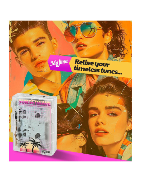 Reproductor de Casete Retro Majima SunsetWave Transparente