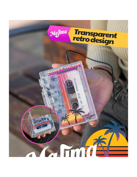 Reproductor de Casete Retro Majima SunsetWave Transparente