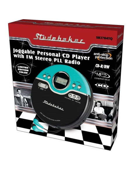 Reproductor de CD Portátil Studebaker SB3704 Turquesa Vintage