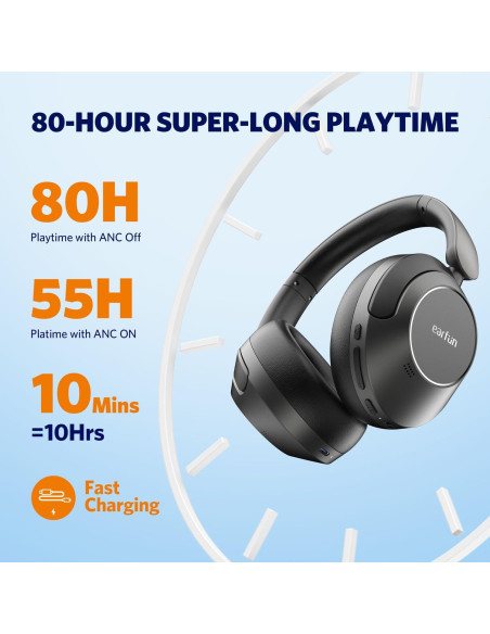Auriculares EarFun Wave Pro Bluetooth con ANC 80H Negro Auriculares EarFun Wave Pro Bluetooth con ANC 80H Negro