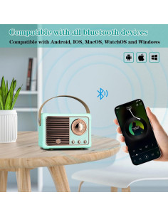 Altavoz Bluetooth Retro LUKADER HM11 Mini Portátil Azul 2