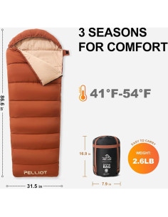 Saco de dormir tipo sobre PELLIOT 220x80cm 180gsm para camping 2