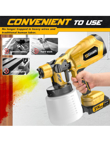 Pulverizador de pintura Gisam 1000ml 2 baterías HVLP