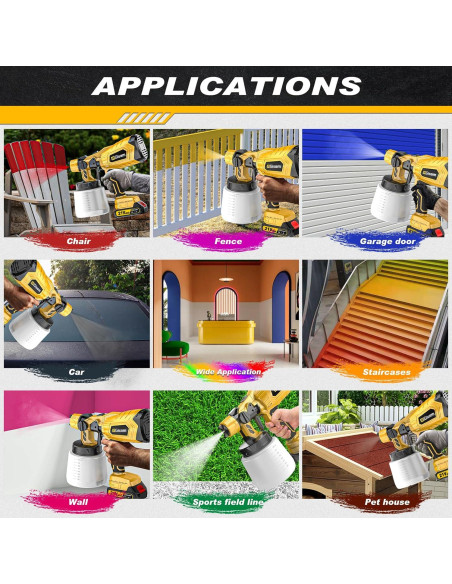 Pulverizador de pintura Gisam 1000ml 2 baterías HVLP Pulverizador de pintura Gisam 1000ml 2 baterías HVLP