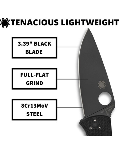 Cuchillo Utilitario Plegable Spyderco Tenacious 8.61 cm Negro