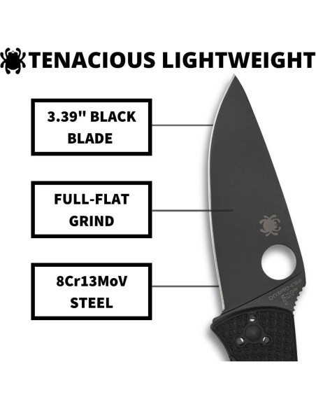 Cuchillo Utilitario Plegable Spyderco Tenacious 8.61 cm Negro