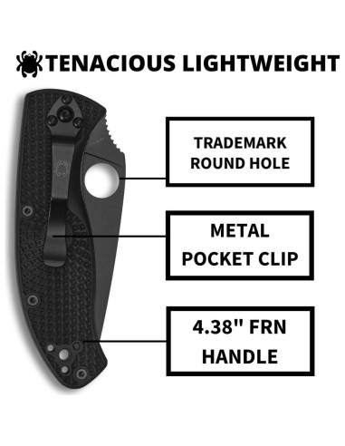 Cuchillo Utilitario Plegable Spyderco Tenacious 8.61 cm Negro