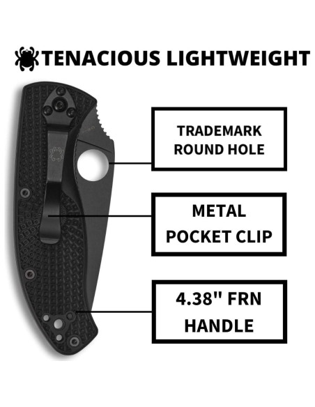 Cuchillo Utilitario Plegable Spyderco Tenacious 8.61 cm Negro