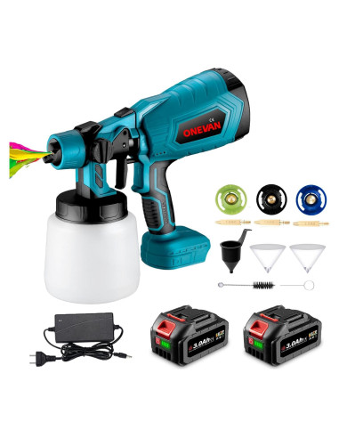 Pulverizador de Pintura Inalámbrico ONEVAN 1000ml 21V 3 Boquillas