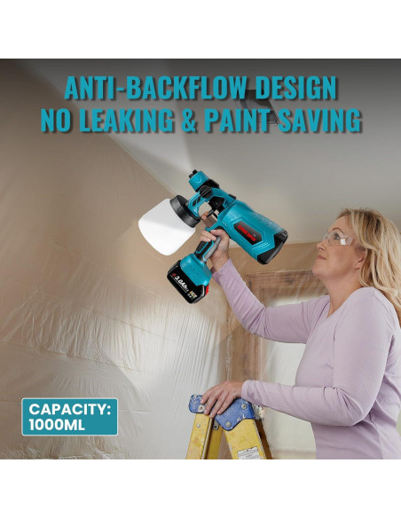 Pulverizador de Pintura Inalámbrico ONEVAN 1000ml 21V 3 Boquillas Pulverizador de Pintura Inalámbrico ONEVAN 1000ml 21V 3 Boquillas