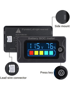 Medidor de Batería DROK 12V LCD para Batería de Litio 2
