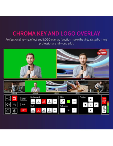 Conmutador de Video FEELWORLD L4 10.1" Pantalla Táctil 5 Entradas