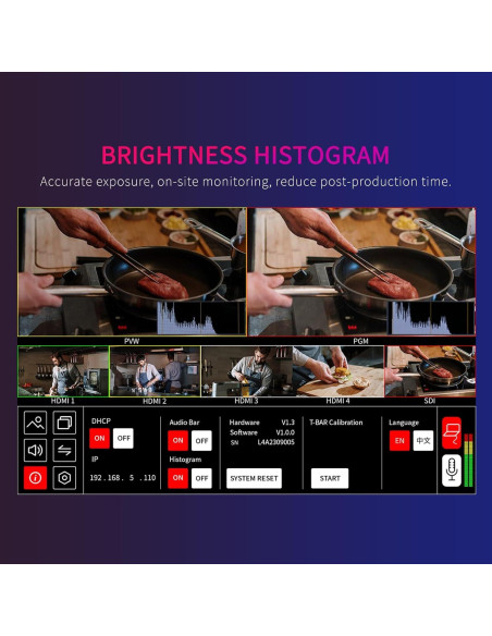 Conmutador de Video FEELWORLD L4 10.1" Pantalla Táctil 5 Entradas