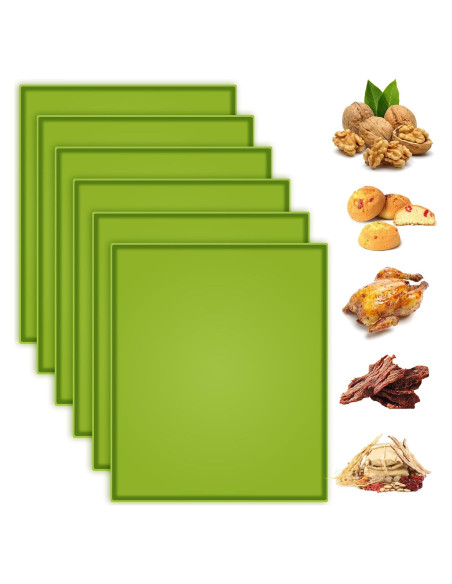 6 Hojas de Silicona para Deshidratador Anglecai Verde 30x26 cm