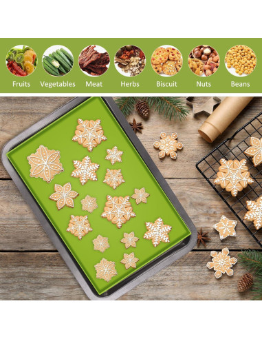 6 Hojas de Silicona para Deshidratador Anglecai Verde 30x26 cm