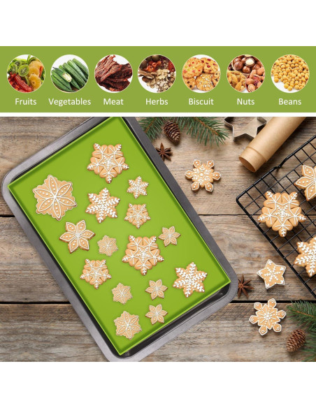 6 Hojas de Silicona para Deshidratador Anglecai Verde 30x26 cm