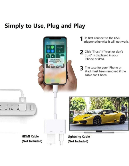 Adaptador Lightning a HDMI Apple 1080P para iPhone y iPad