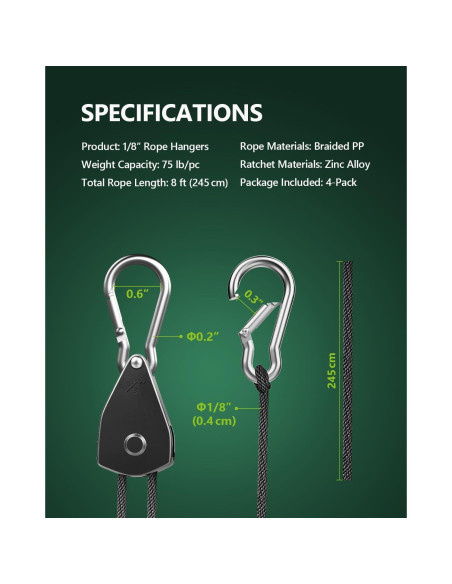 Paquete de 4 Soportes Ajustables STAYGROW para Amarre