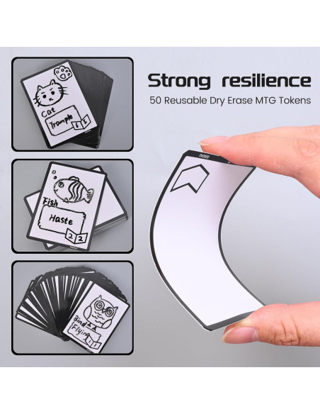 50 Fichas Reutilizables Borrado en Seco MTG Doble Cara