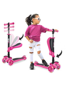 Scooter Hurtle 3 Ruedas Rosa - Manillar Ajustable y Luces LED