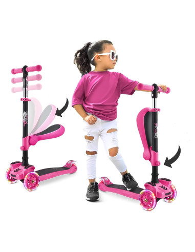 Scooter Hurtle 3 Ruedas Rosa - Manillar Ajustable y Luces LED