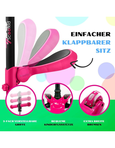 Scooter Hurtle 3 Ruedas Rosa - Manillar Ajustable y Luces LED Scooter Hurtle 3 Ruedas Rosa - Manillar Ajustable y Luces LED