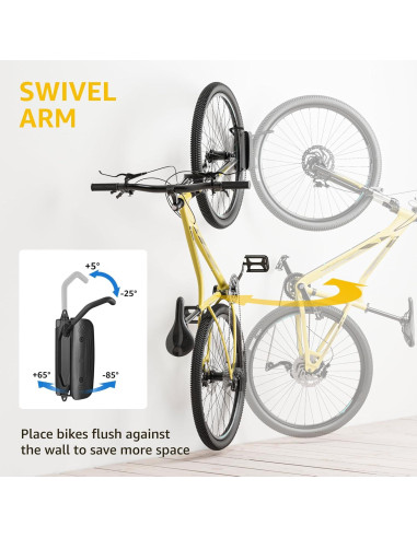 Soporte de Pared para Bicicleta monTEK Giratorio 4 Piezas